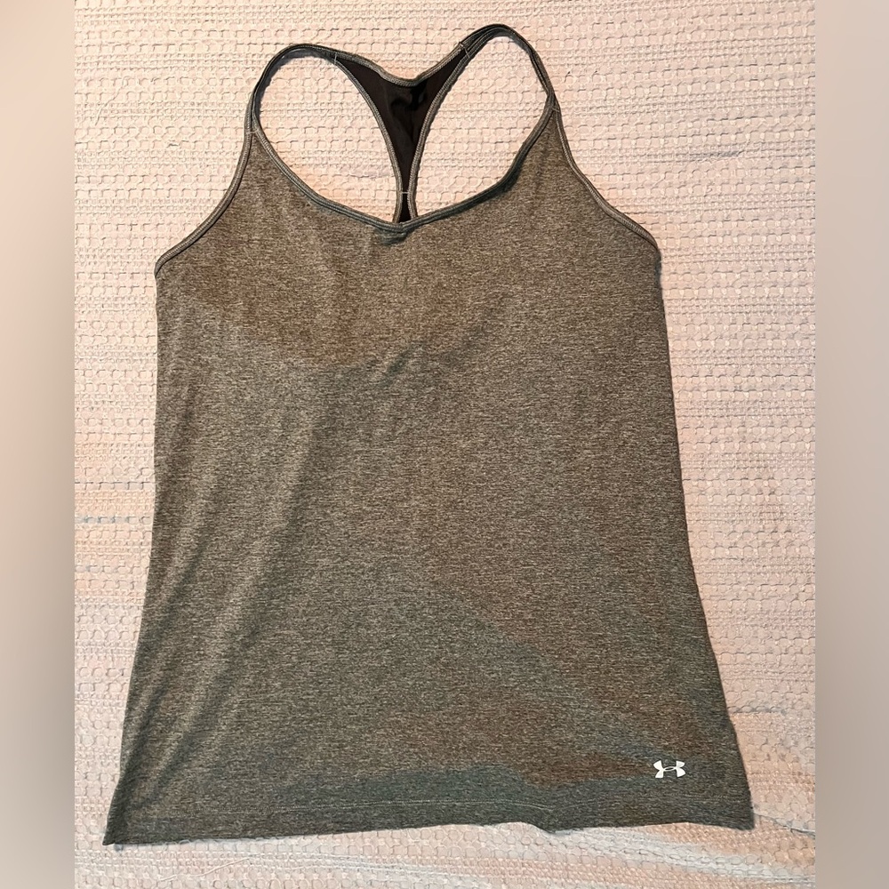 Under Armour Women's Charcoal Tank Top With Built in Bra #7A